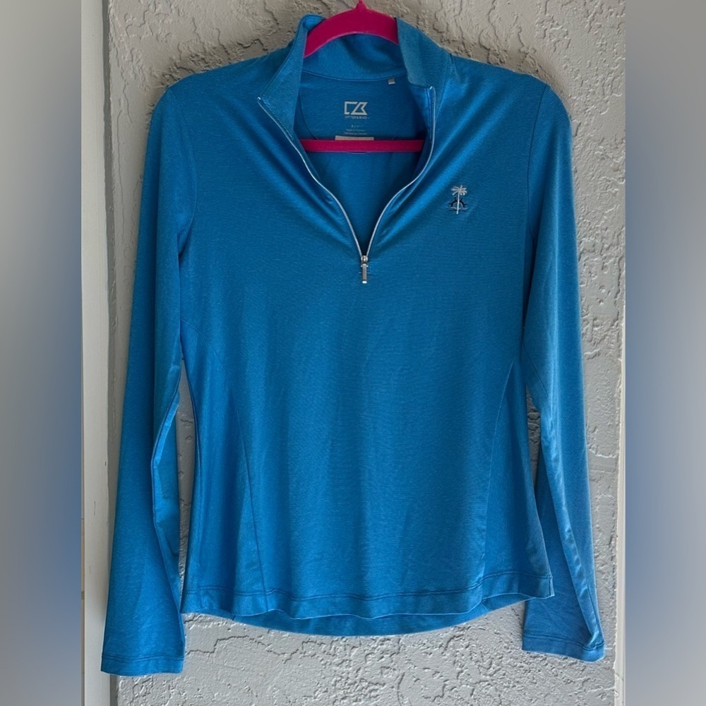 Cutter & Buck Women's Vibrant Blue Long Sleeve Top with 3/4 Zipper
